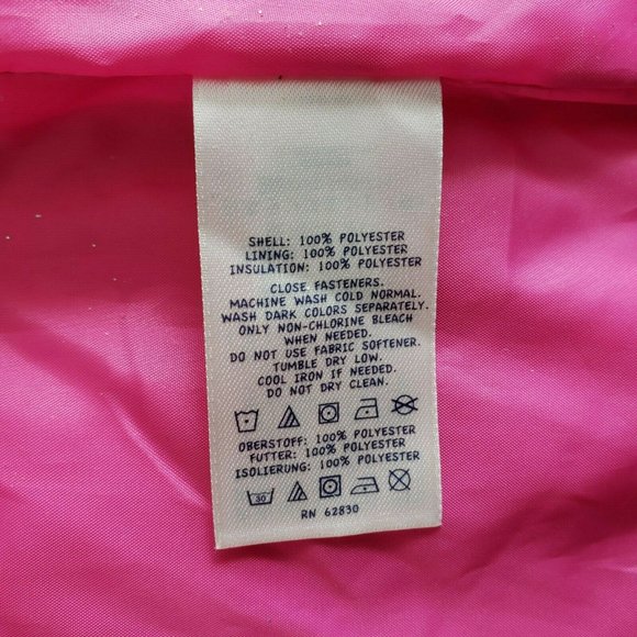 Lands End Kids Girls Blue Pink Heart Puffer Vest - Picture 11 of 12